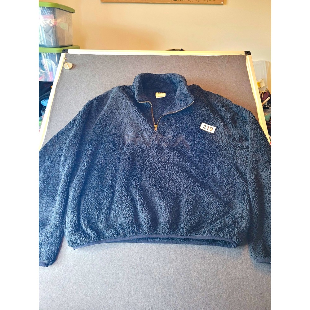 RVCA Women's M Black 1/4 Zip Sherpa Fleece Mock Neck Pullover MPN AVJSF00178